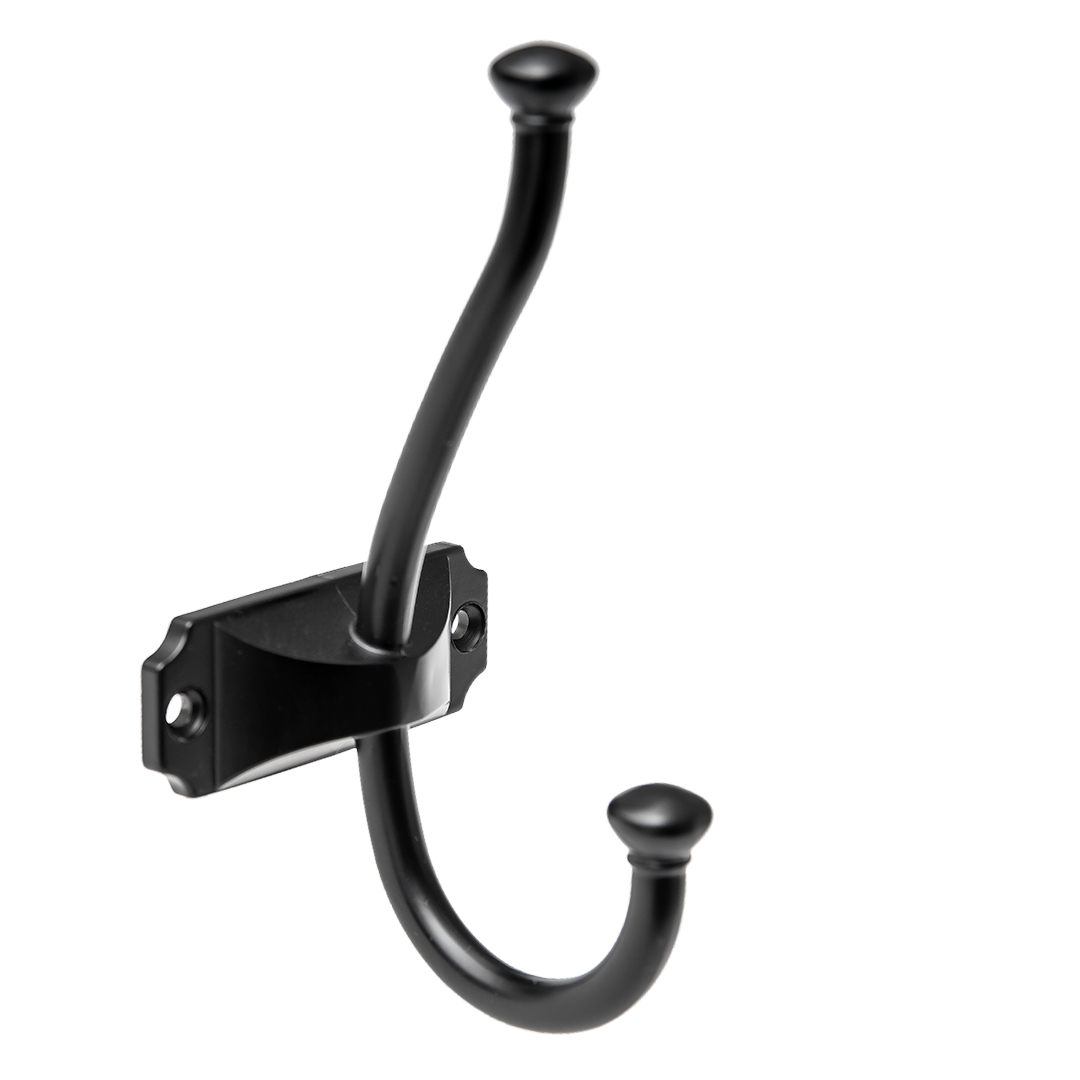 картинка КРЮЧОК KR 0420 BL ЧЕРНЫЙ МАТОВЫЙ (2-Х РОЖКОВЫЙ) ( KERRON)**** от магазина комплектующих для производства мебели "Панорама"
