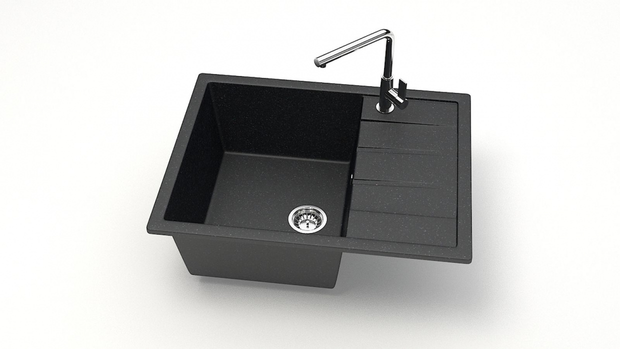 картинка МОЙКА МОДЕЛЬ 151 Q4 ( ЧЕРНАЯ) 645х505 мм ( Карельский камень) от магазина комплектующих для производства мебели "Панорама"