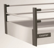 картинка Соединитель передней панели внутренного ящика НОВЫЙ SMARTBOX IN-BOX ,с двумя релингами,серый (SAMET) от магазина комплектующих для производства мебели "Панорама"