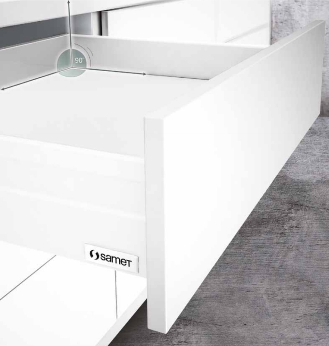 картинка Ящик FLOWBOX H192(H144) мм PUSH OPEN с доводчиком 400 мм Белый от магазина комплектующих для производства мебели "Панорама"