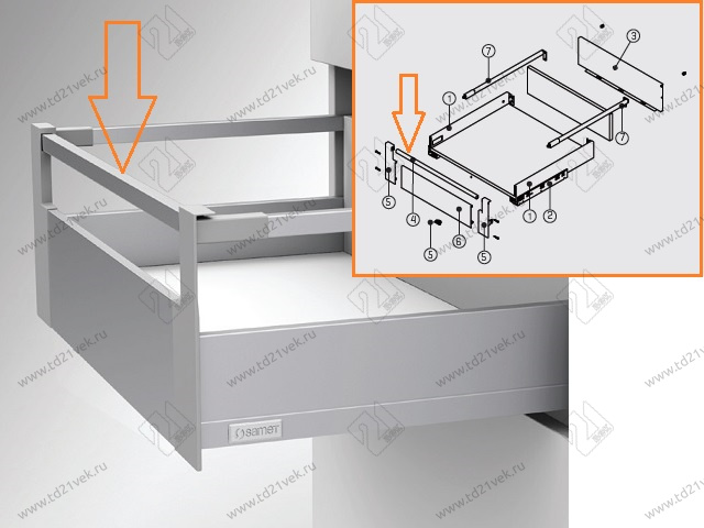 картинка FLOWBOX Передний релинг 1200 мм антрацит  от магазина комплектующих для производства мебели "Панорама"